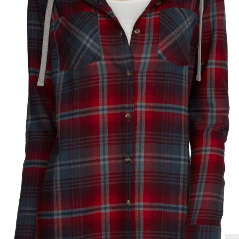NWT Natural Reflections LS Flannel Hooded Shirt, Size Small - Picture 3 of 5
